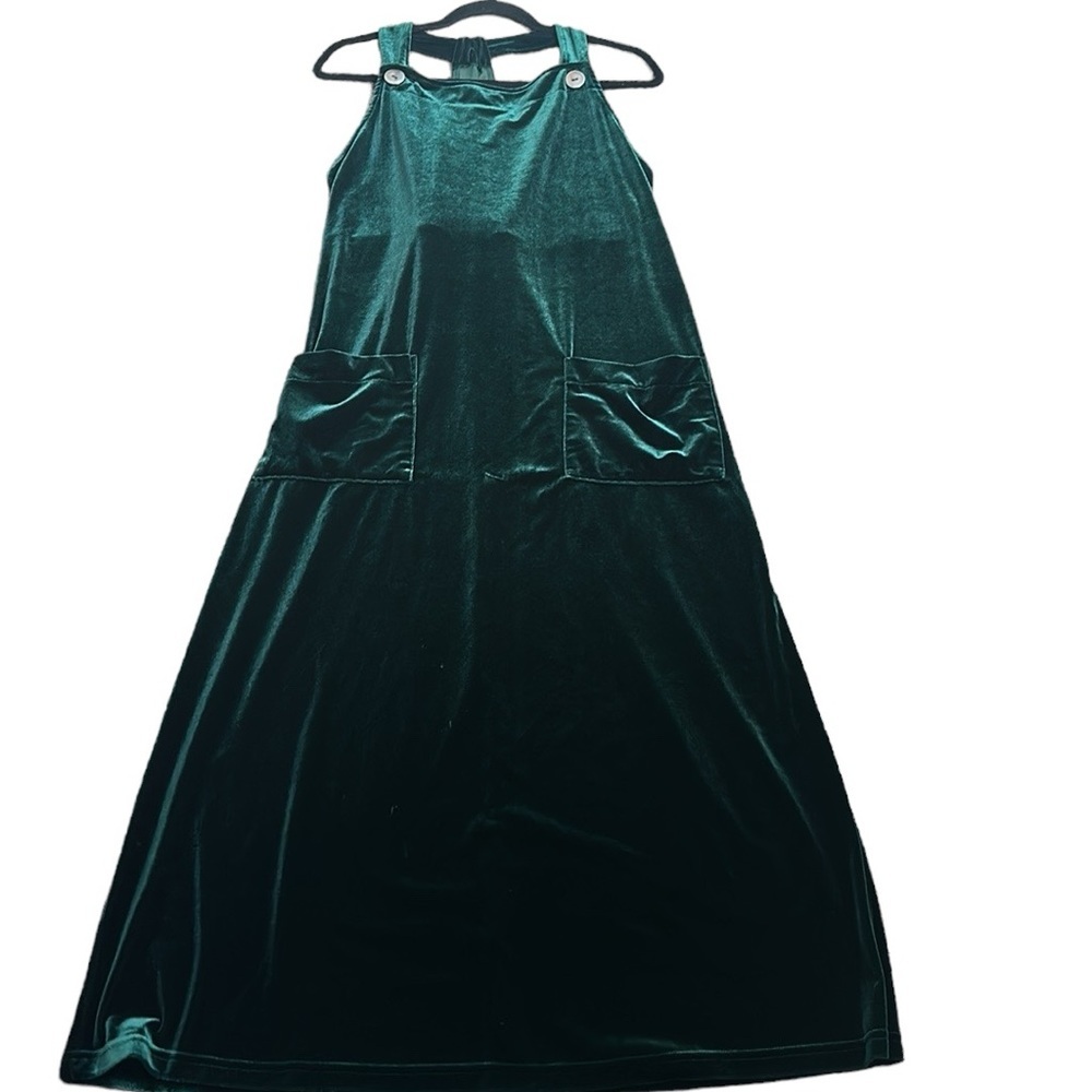 Carol Anderson green velvet midi dress size large - Picture 1 of 8